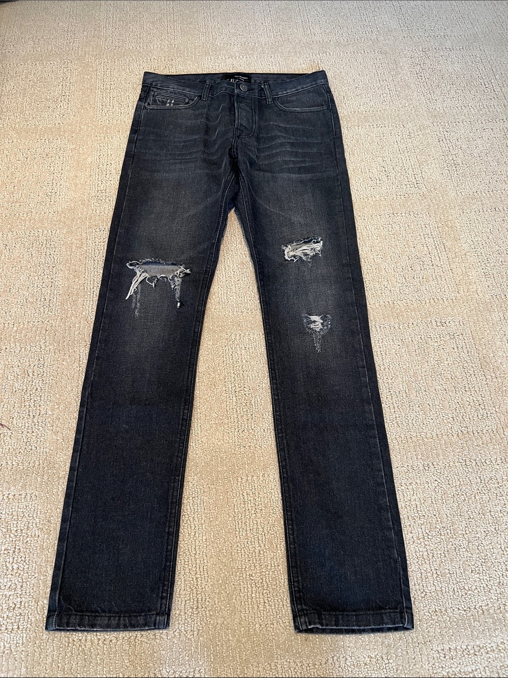 Men's Black  kooples Distressed Slim Fit Jeans